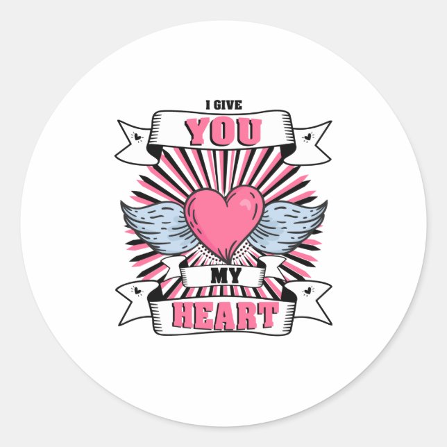 Sticker Rond Je Te Donne Mon Coeur (Devant)