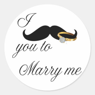 Sticker Rond Je te moustache - pour m'épouser