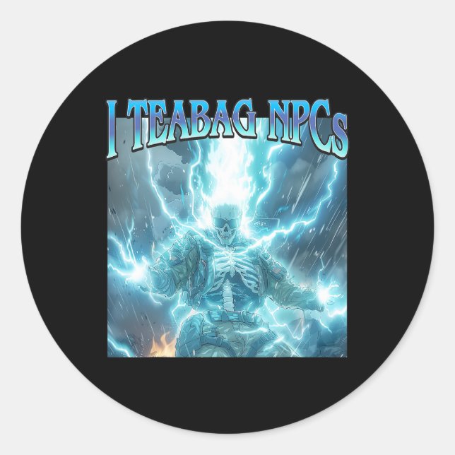 Sticker Rond Je Teabag Npcs - Drôle de squelette de jeu dur Gam (Devant)