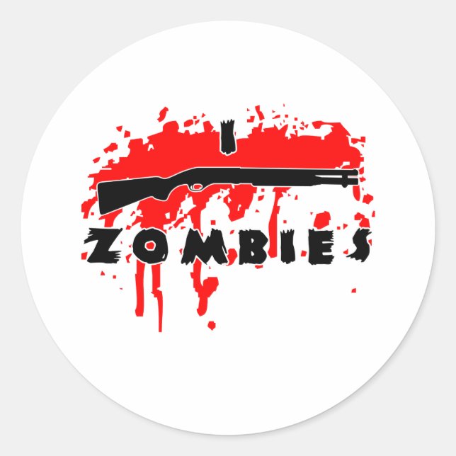 Sticker Rond Je tire sur des zombies (Devant)