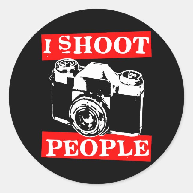 Sticker Rond Je tire sur les gens (Devant)