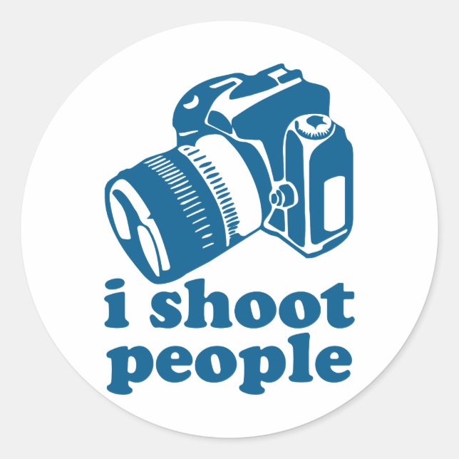 Sticker Rond Je tire sur les gens - Bleu (Devant)