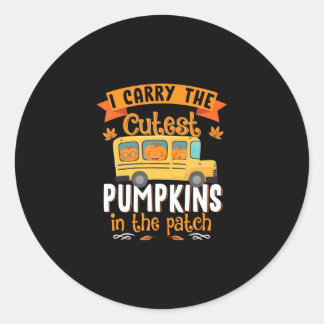 Sticker Rond je transporte des citrouilles plus mignons en voit