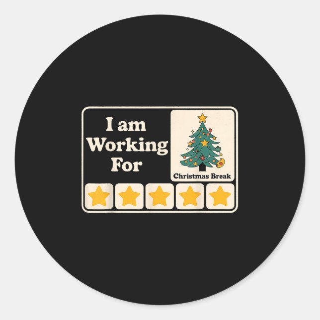 Sticker Rond Je Travaille Pour Les Pause De Noël (Devant)