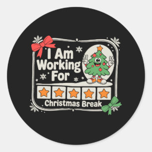 Sticker Rond Je travaille pour les vacances de Noël Prof Xmas