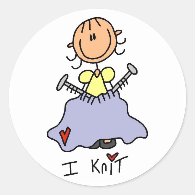 Sticker Rond Je tricote (Devant)