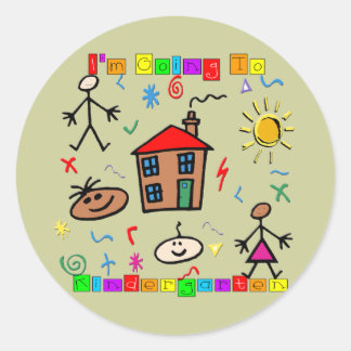 Sticker Rond Je vais à la maternelle