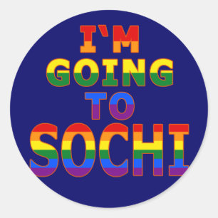 Sticker Rond Je vais à Sotchi dans des couleurs d'arc-en-ciel