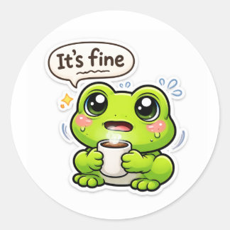 Sticker Rond Je vais bien Grenouille