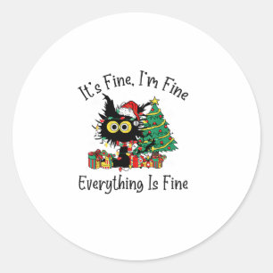Sticker Rond Je vais bien tout va bien Fu Noël