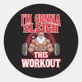 Sticker Rond Je Vais Dormir Cet Entraînement Santa Claus Gym Me