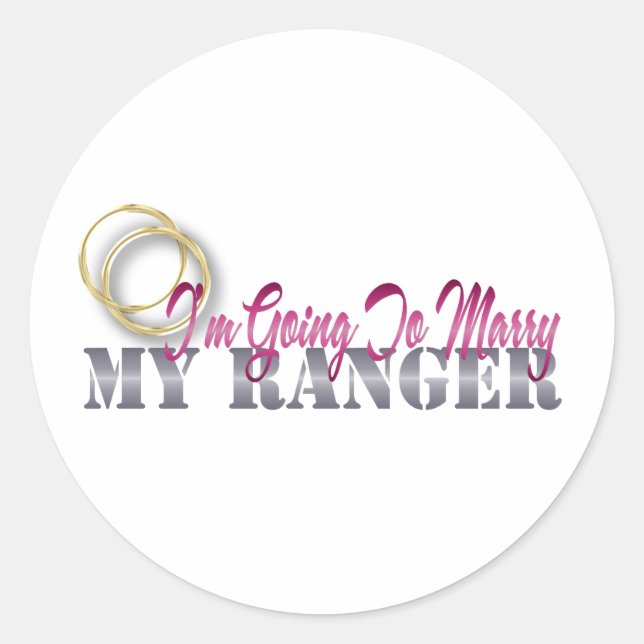 Sticker Rond Je vais épouser mon Ranger (Devant)