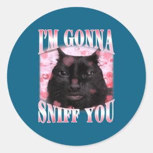 Sticker Rond Je vais renifler le cerveau pourri drôle mème grap