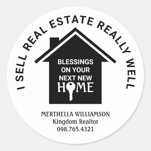 Sticker Rond Je VENDS VÉRITABLE Agent Realtor (Devant)