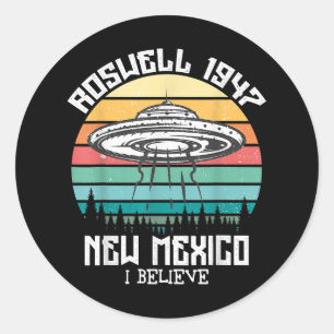 Sticker Rond Je Veux Croire Que J'Aliens UFO Area 51 Roswell No