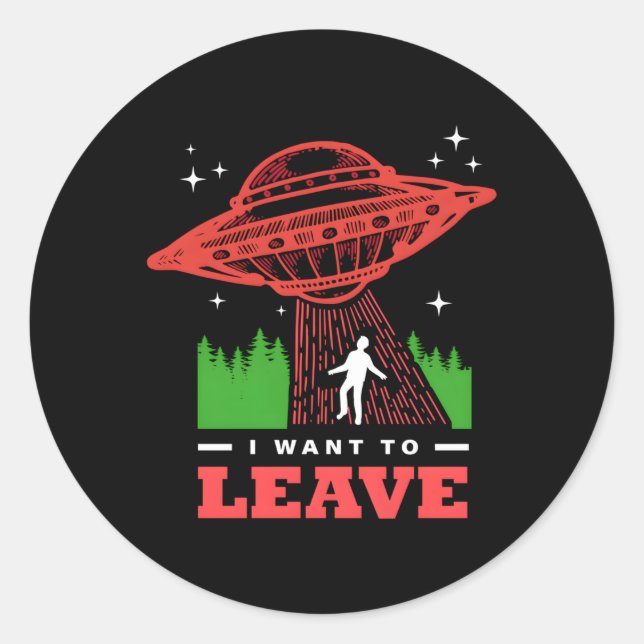 Sticker Rond Je Veux Partir (Devant)