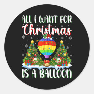 Sticker Rond Je Veux Pour Noël Est Un Balloon Les Lumières Des 