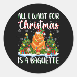 Sticker Rond Je Veux Pour Noël Est Une Baguette Lumière Arbre D