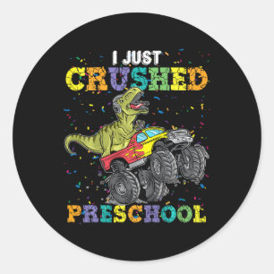 Sticker Rond Je Viens De Cruser Preschool Dinosaur T-rex Jeu Mo
