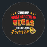 Sticker Rond Je viens de me marier à Las Vegas Mariage<br><div class="desc">Un design mariage enchanteur sur le thème de Las Vegas célébrant l'union de deux âmes,  capturant l'esprit d'amour,  d'aventure et d'excitation dans une ambiance vibrante et animée.</div>