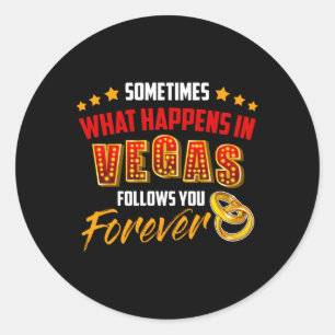 Sticker Rond Je viens de me marier à Las Vegas Mariage