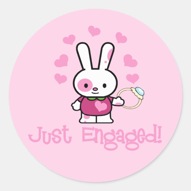 Sticker Rond Je viens d'engager du lapin mignon (Devant)