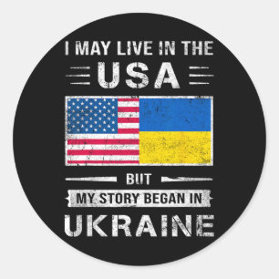 Sticker Rond Je vis peut-être aux États-Unis, mais mon histoire
