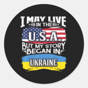 Sticker Rond Je Vis Peut-Être Aux États-Unis Mais Mon Histoire