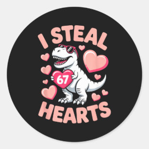 Sticker Rond Je vole 67 cœurs Saint-Valentin 67 Meme 6 7 T-re