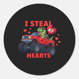 Sticker Rond Je vole des cœurs 67 Saint-Valentin 67 Meme 6 7 T-