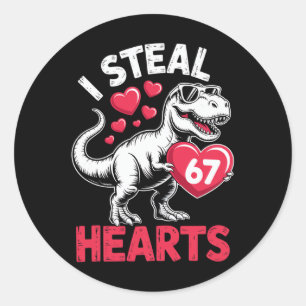 Sticker Rond Je vole des cœurs 67 Saint-Valentin 67 Meme 6 7 T-