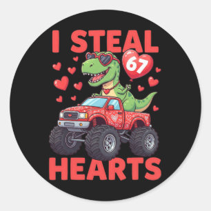 Sticker Rond Je vole des cœurs 67 Saint-Valentin 67 Meme 6 7 T-
