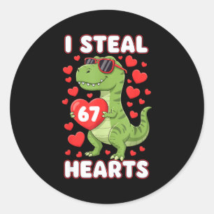 Sticker Rond Je vole des cœurs 67 Trex Enfants Saint-Valentin M