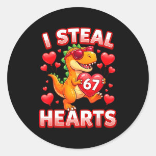 Sticker Rond Je vole des cœurs 67 Trex Enfants Valentines Meme