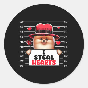 Sticker Rond Je vole des cœurs mignons pour la Saint-Valentin,