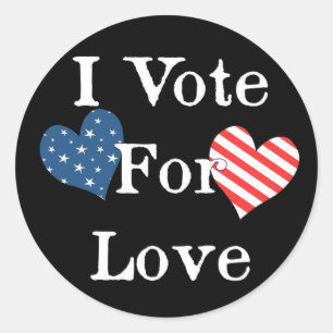 Sticker Rond Je vote pour l'amour