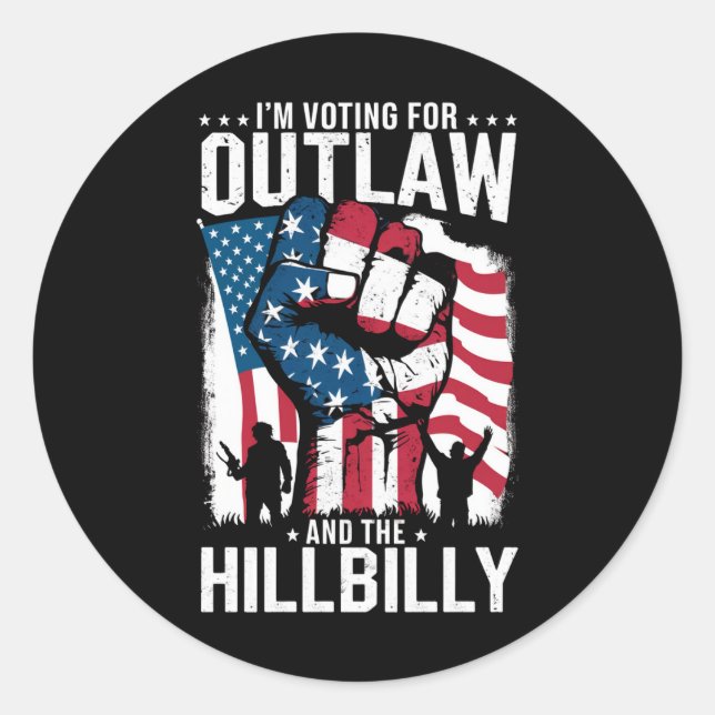 Sticker Rond Je vote pour l'hors-la-loi et le Hillbilly 2024 (Devant)