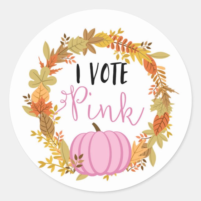 Sticker Rond Je VOTE ROSE Genre Révélation Baby shower Étiquett (Devant)
