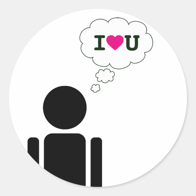 Sticker Rond je vous aime : mon bâton (Devant)