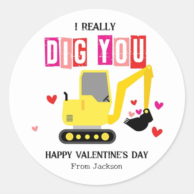 Sticker Rond Je Vous Creuse Vraiment La Saint-Valentin En Class (Devant)