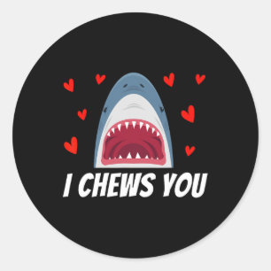 Sticker Rond Je Vous Montre Drôle Valentines Jour Requin Couple