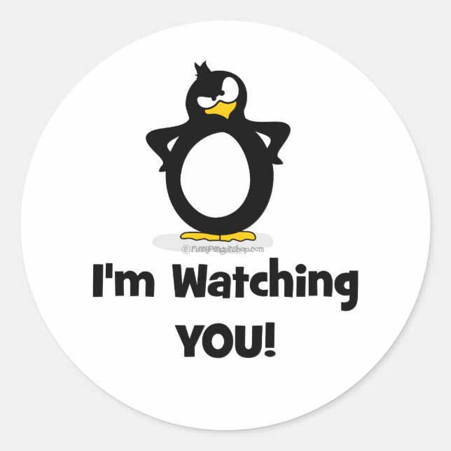 Sticker Rond Je vous regarde Penguin (Devant)