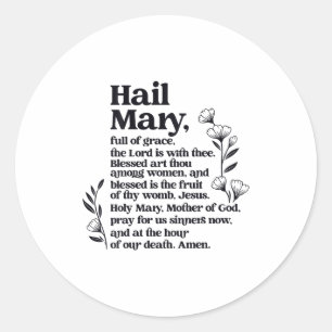 Sticker Rond Je vous salue Marie prière florale mariale chrétie