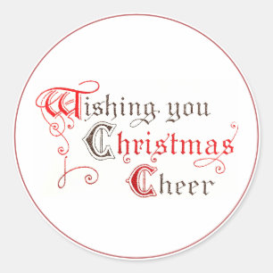 Sticker Rond Je vous souhaite Noël Joyeux Vintage illuminé