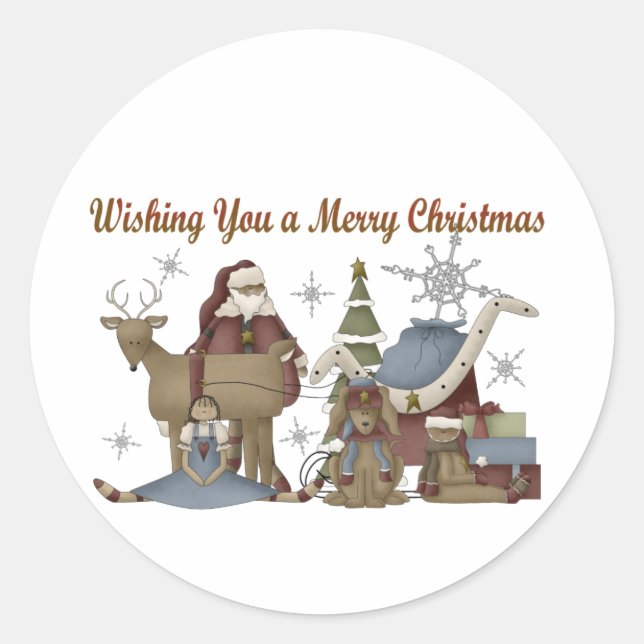 Sticker Rond Je vous souhaite un joyeux Noël (Devant)