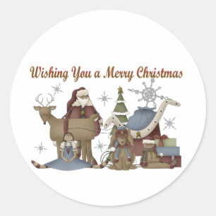 Sticker Rond Je vous souhaite un joyeux Noël