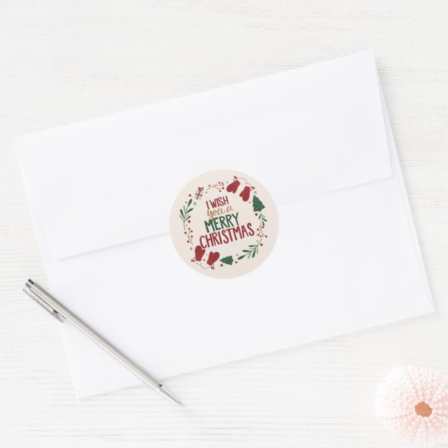 Sticker Rond Je vous souhaite un joyeux Noël (Enveloppe)