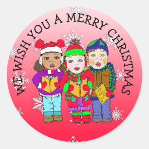 Sticker Rond Je vous souhaite un joyeux Noël Caroleur