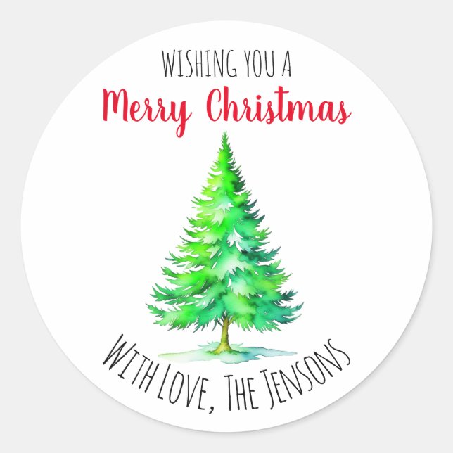 Sticker Rond Je vous souhaite un joyeux Noël personnalisé (Devant)
