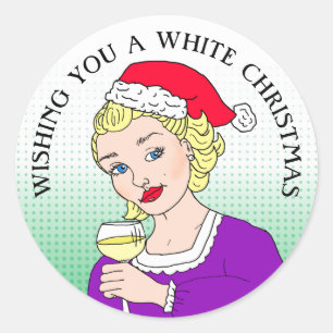 Sticker Rond Je vous souhaite un Noël blanc et des vacances amu
